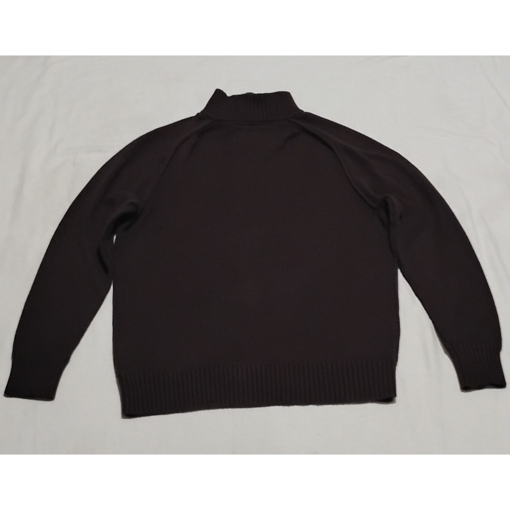 Vintage American Eagle Men's XXL Brown Rib-Knit Cotton 1/4 Zip Mock Sweater - Picture 8 of 9